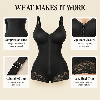 Corsetta Zip Front Lace Bodysuit