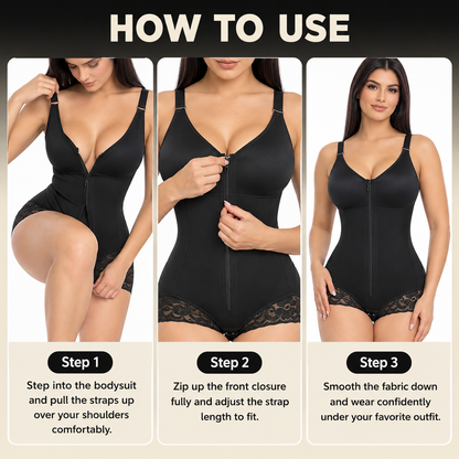 Corsetta Zip Front Lace Bodysuit